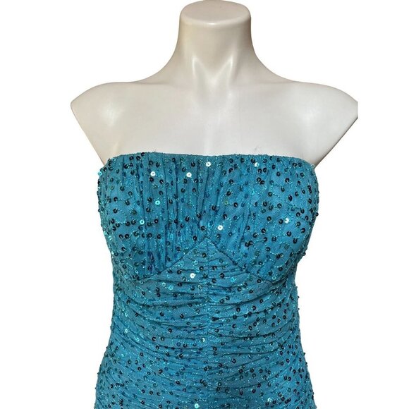 Betsey Johnson Punk Princess Blue Sequin Soutache Mermaid Dress Size 10 MEDIUM - Picture 2 of 10